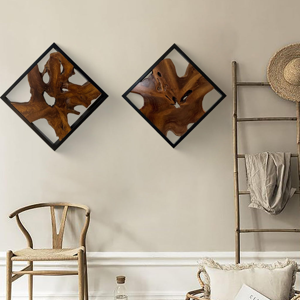 Wood Wall Art 27.5"x27.5"x2.4" Live Edge Wall Decor Living Room Bedroom Office