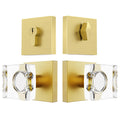 Crystal Glass Door Knob with Deadbolt, Brushed Gold Front Door Knob and Deadbolt Set, Satin Brass Exterior Door