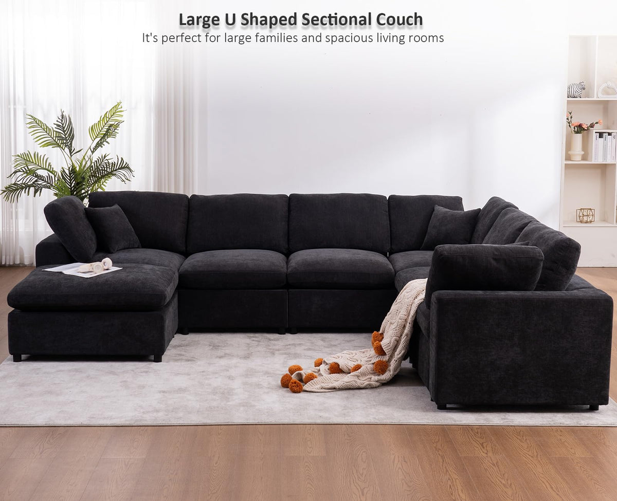 Oversized Modular Sectional Sofa, Couches, Black