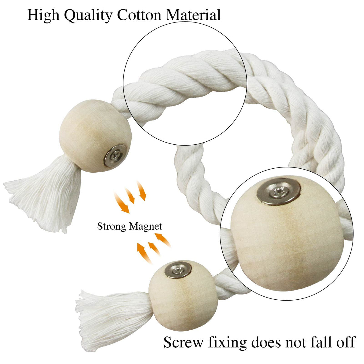 Magnetic Curtain Tiebacks Holdback Cotton Rope Tie Backs for Drapes