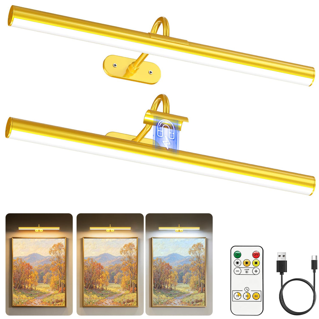 16" Wireless Picture Lights for Wall, Rechargeable Art Light, 2Pack
