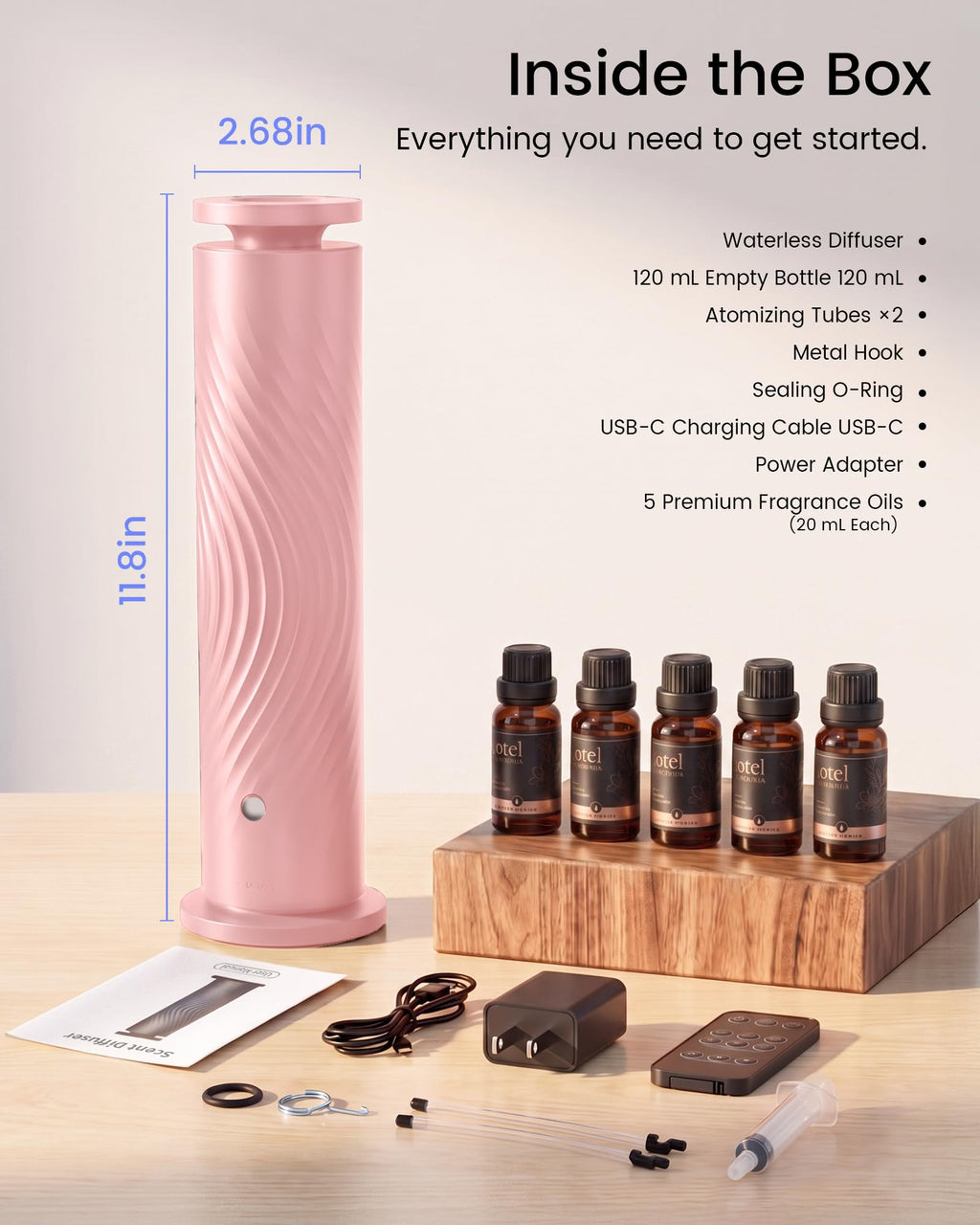 Waterless Essential Oil Diffuser, Ultra-Quiet