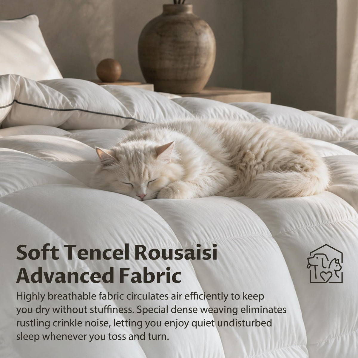 Luxury White Goose Feathers Down Fiber Comforter Duvet Insert