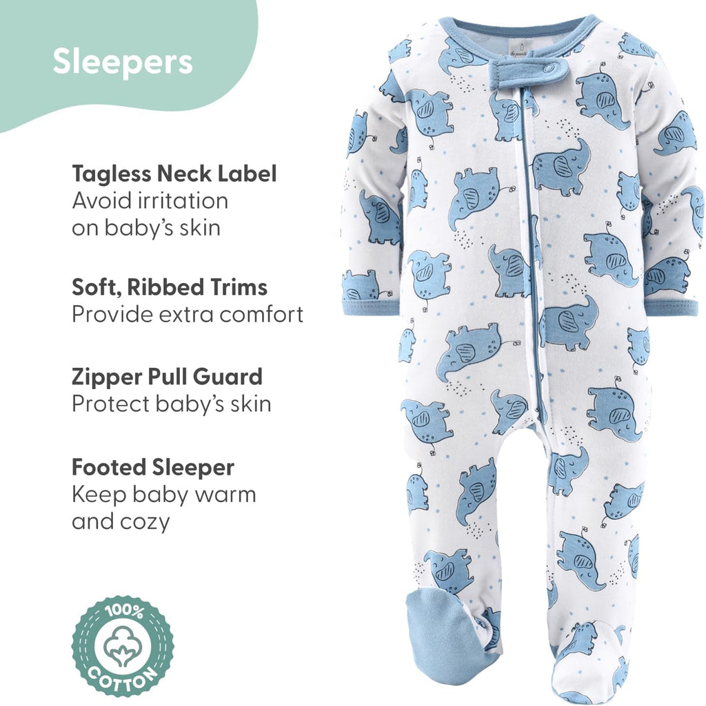Baby Layette Gift Set for Boys - 30 Piece Layette Set, Newborn to 9 Months Baby Boy Clothes - Elephant Blue