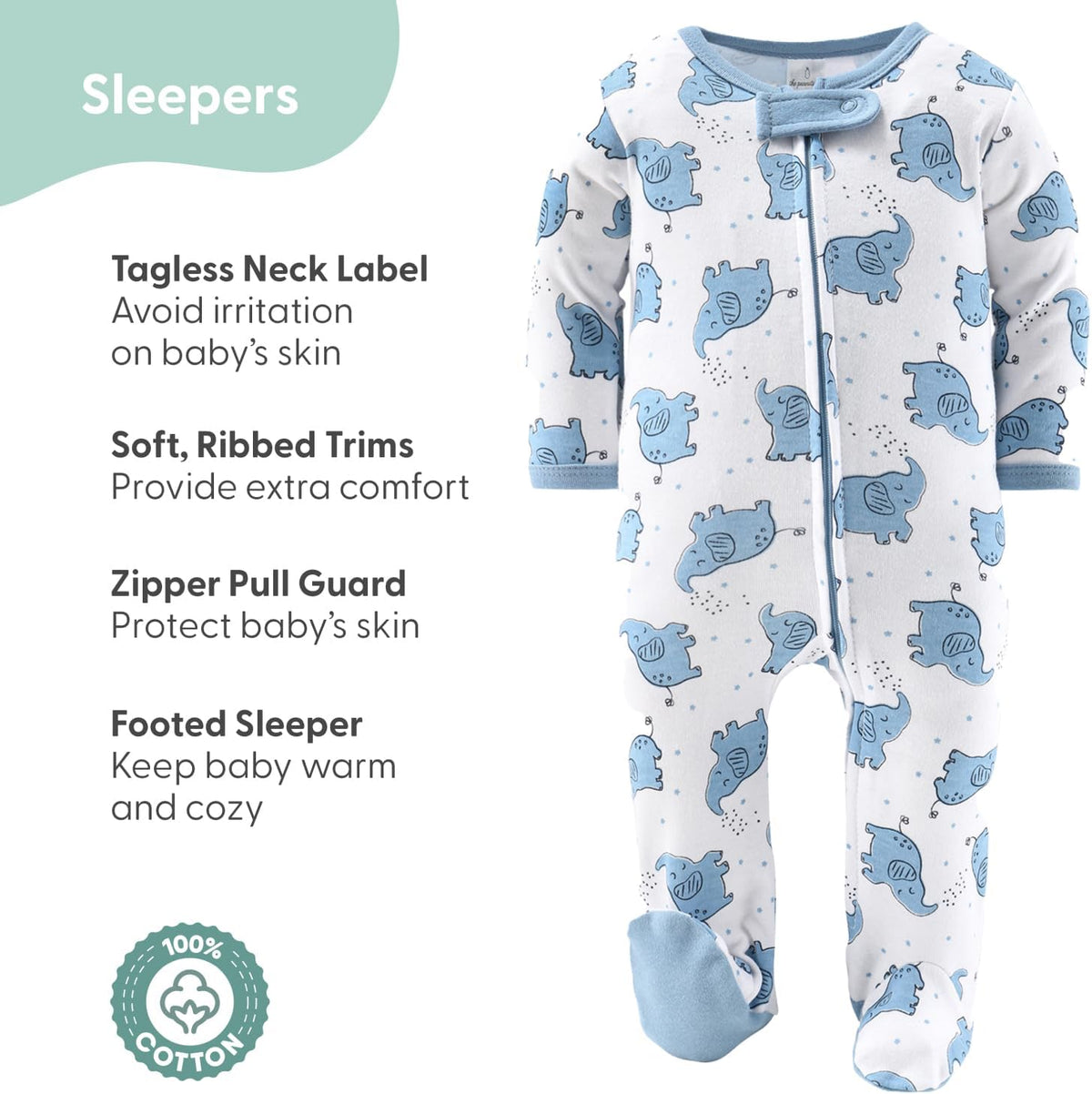 Baby Layette Gift Set for Boys - 30 Piece Layette Set, Newborn to 9 Months Baby Boy Clothes - Elephant Blue