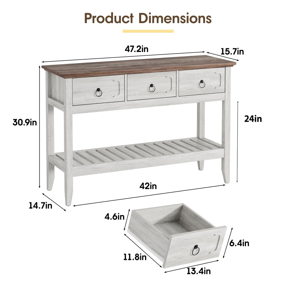 47.2" Farmhouse Console Table with 2 Drawers, Entryway Sofa Table