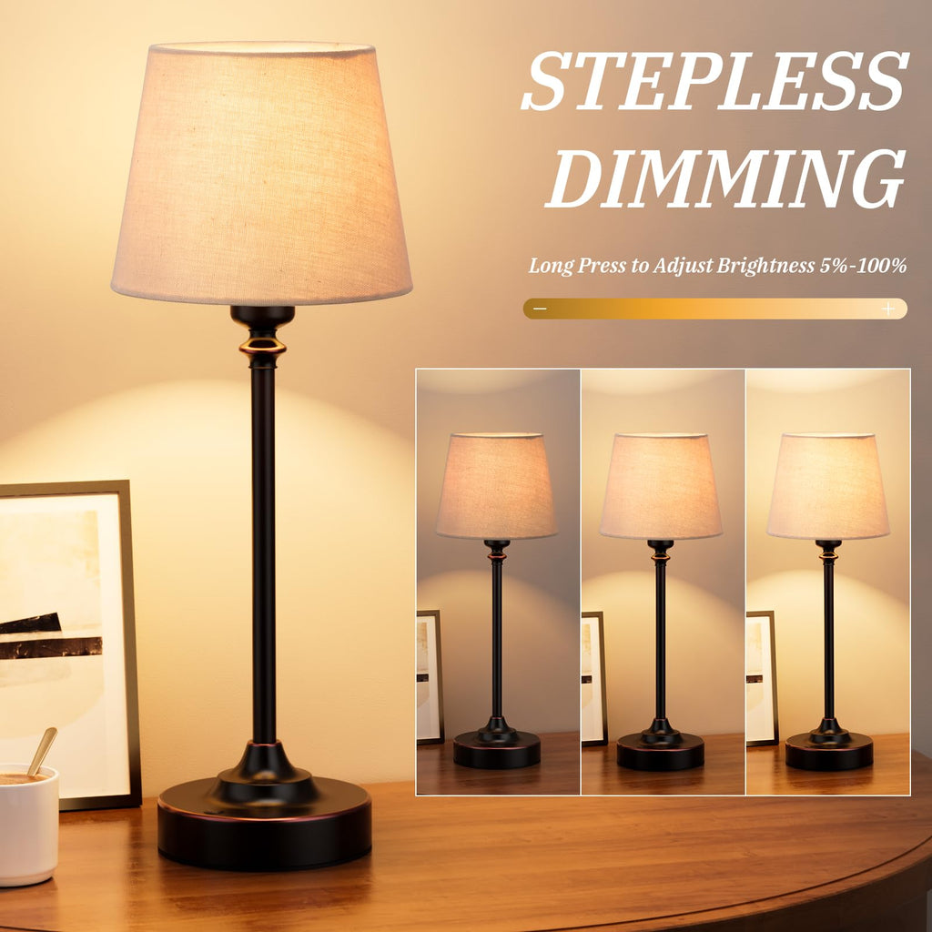 Cordless Table Lamp Rechargeable Bronze - 1 Pack Brass 4000mAH Battery Operated Lamp for Decor, 3000K Stepless