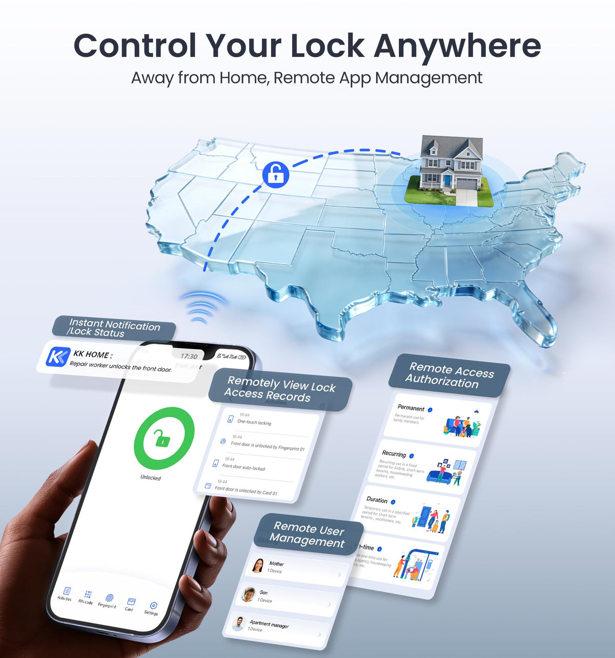 WiFi Smart Lock Fingerprint Keyless Entry Deadbolt Matte Black