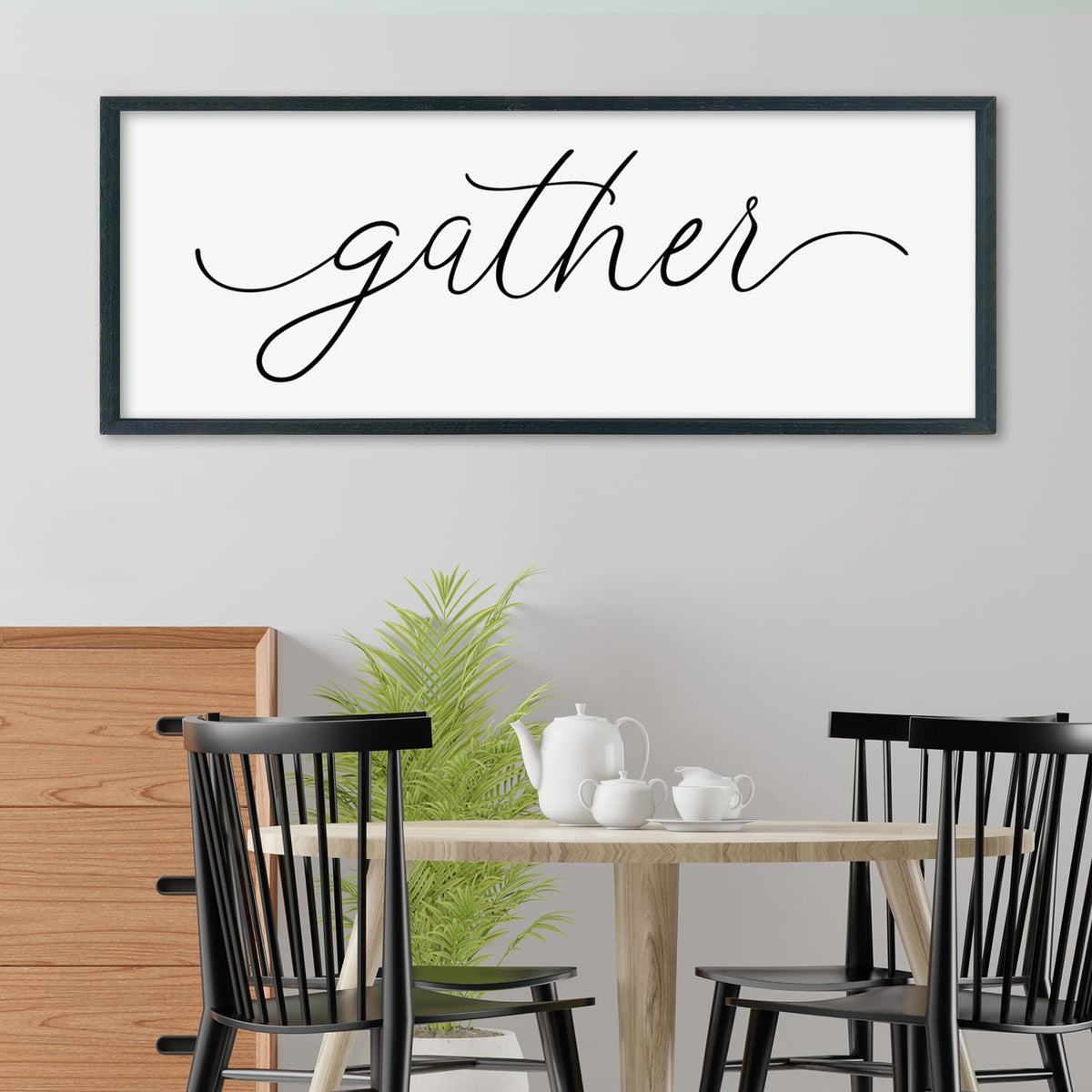 Gather Sign Wall Decor 40"×15" Black