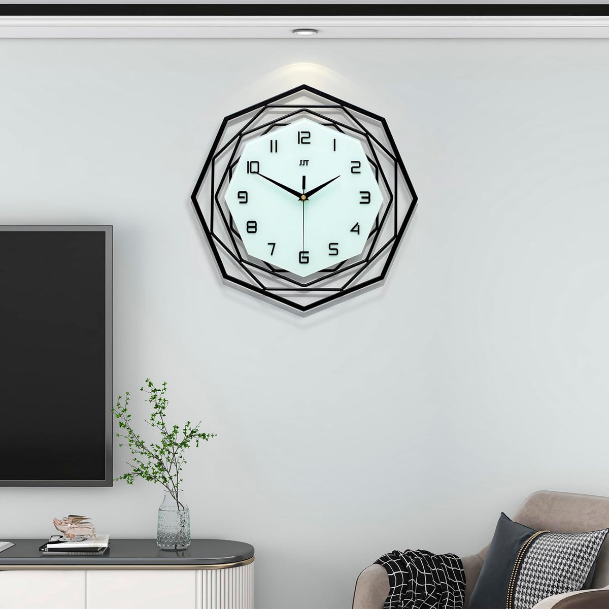 Large Wall Clock for Living Room Decor Modern Big Wall Clock for Kitchen Bedroom Home Decoration Extra Giant Black