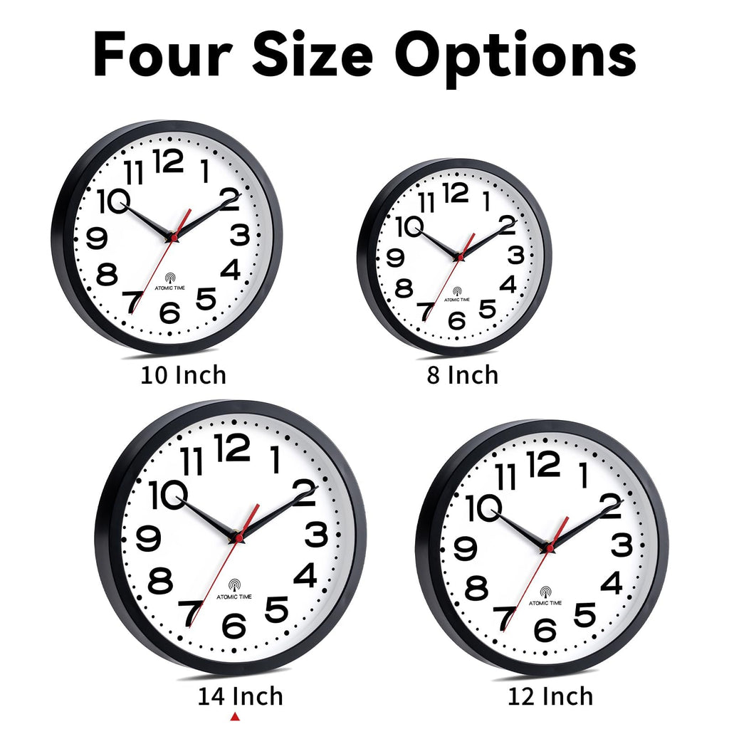 Inspired Nelson Style 14 Inch Atomic Wall Clock, Battery Operated Silent Non Ticking
