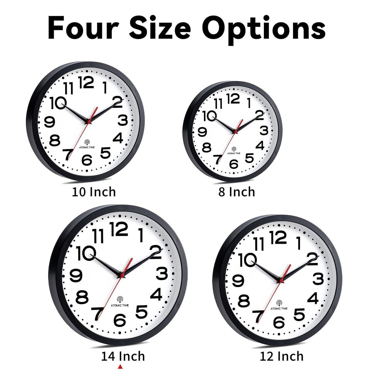Inspired Nelson Style 14 Inch Atomic Wall Clock, Battery Operated Silent Non Ticking