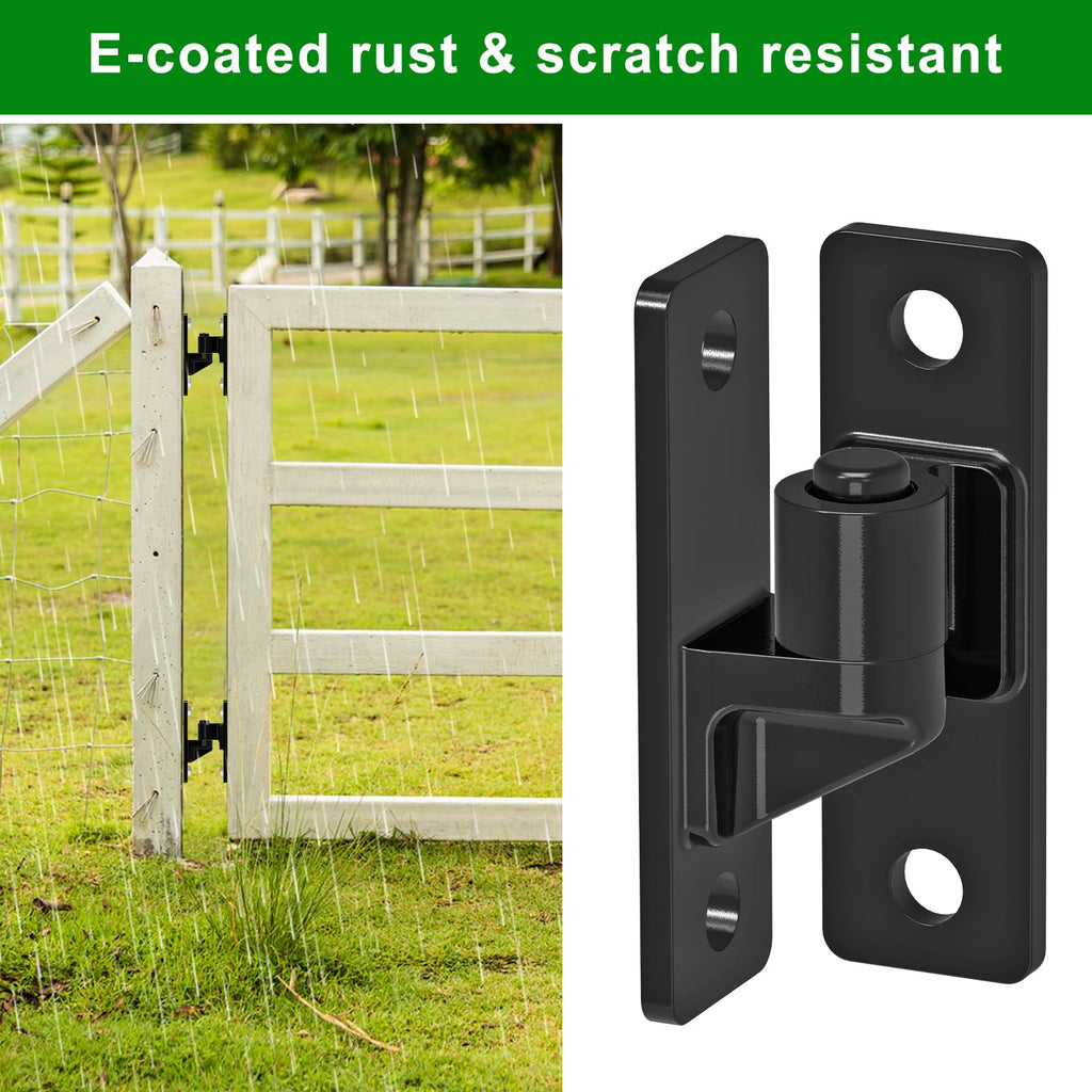 Heavy Duty Gate Hinges 6MM Thick Carbon Steel, Load Capacity Black Wall Mount Gate Hinge with 8 Screws