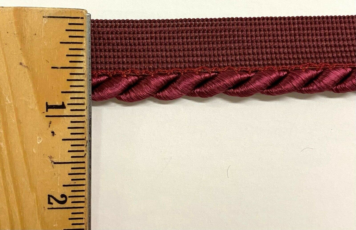 Large Twisted Cord w/Lip Piping Trimming - 6 Yards - Many Colors! (Wine)