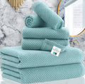 6PC Towel Set, 100% Cotton, Aqua Teal | 2 Bath 30x56 In, 2 Hand 18x28 In, 2 Washcloths 13x13 In, Thick, Soft, Quick