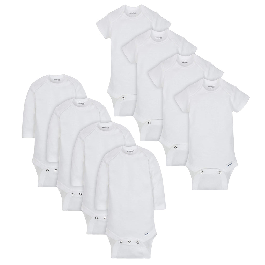 Baby Boys' Pack Bodysuits, White Short & Long Sleeve