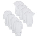 Baby Boys' Pack Bodysuits, White Short & Long Sleeve
