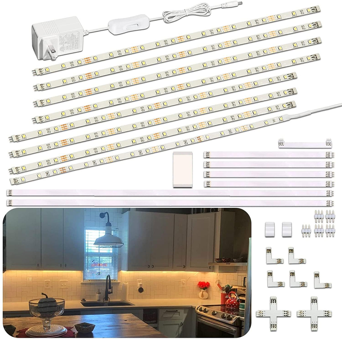 Under Cabinet Lighting Kit,8PCS 12 inch Led Light Bars,WarmWhite