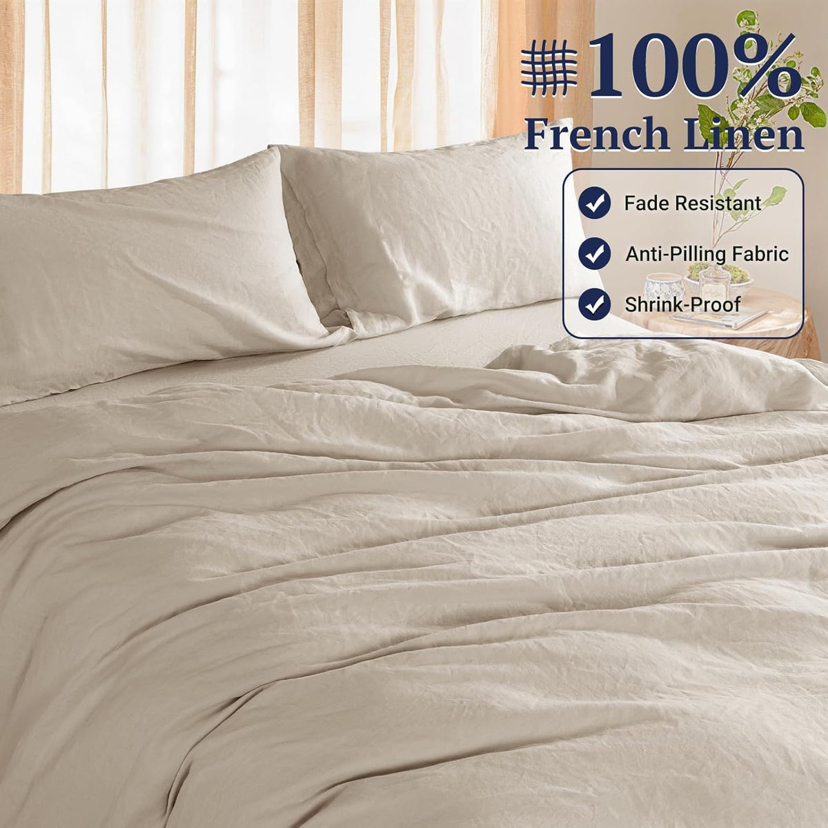 100% Linen Duvet Cover Set, Linen