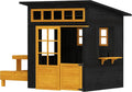 Fir Wood Outdoor Playhouse for 3-8: Chalkboard Walls, Built-in Picnic Table & Benches, 110lb Capacity