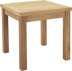 Marina Premium Grade A Teak Wood Outdoor Patio Square Side End Table in Natural