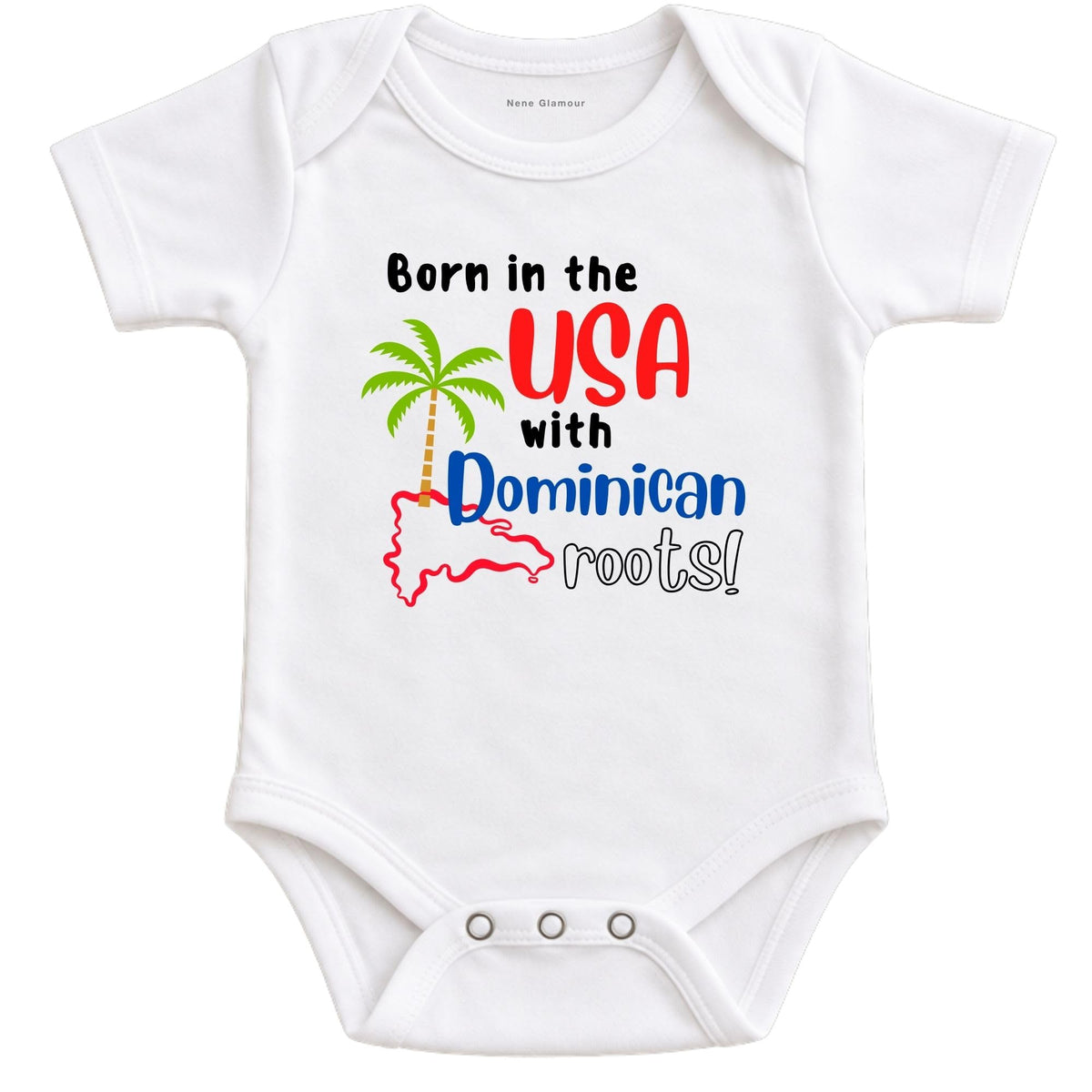 Born in the USA with Dominican Roots Baby Bodysuit | Newborn Baby Gift | Dominican Baby Jumpsuit