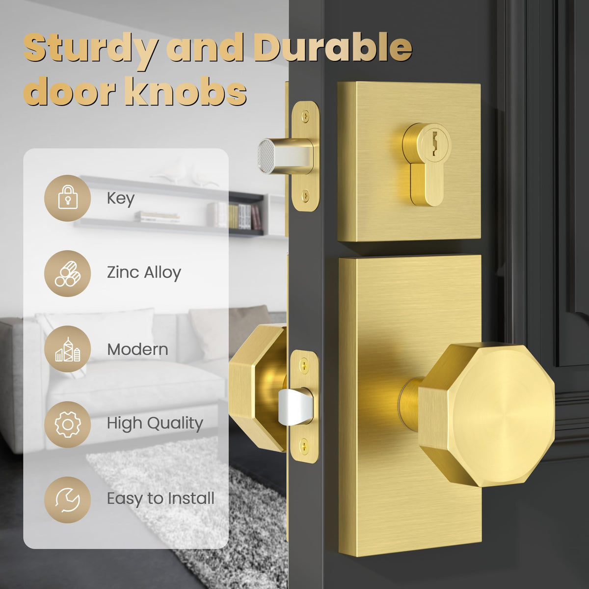 Entry Door Knob with Lock and Key Front Door Knobs with Deadbolt