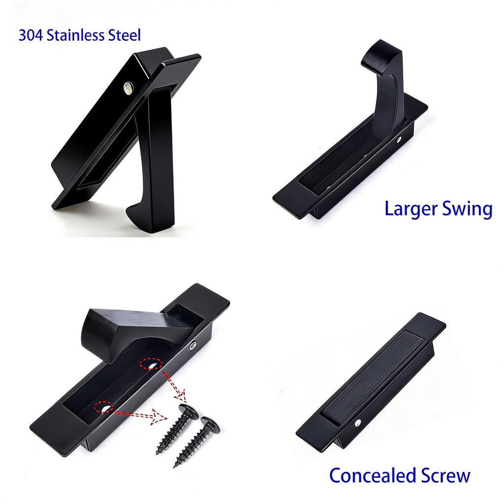Pocket Door Handles Edge Pull,Flush Finger Hardware,Matte Black,2