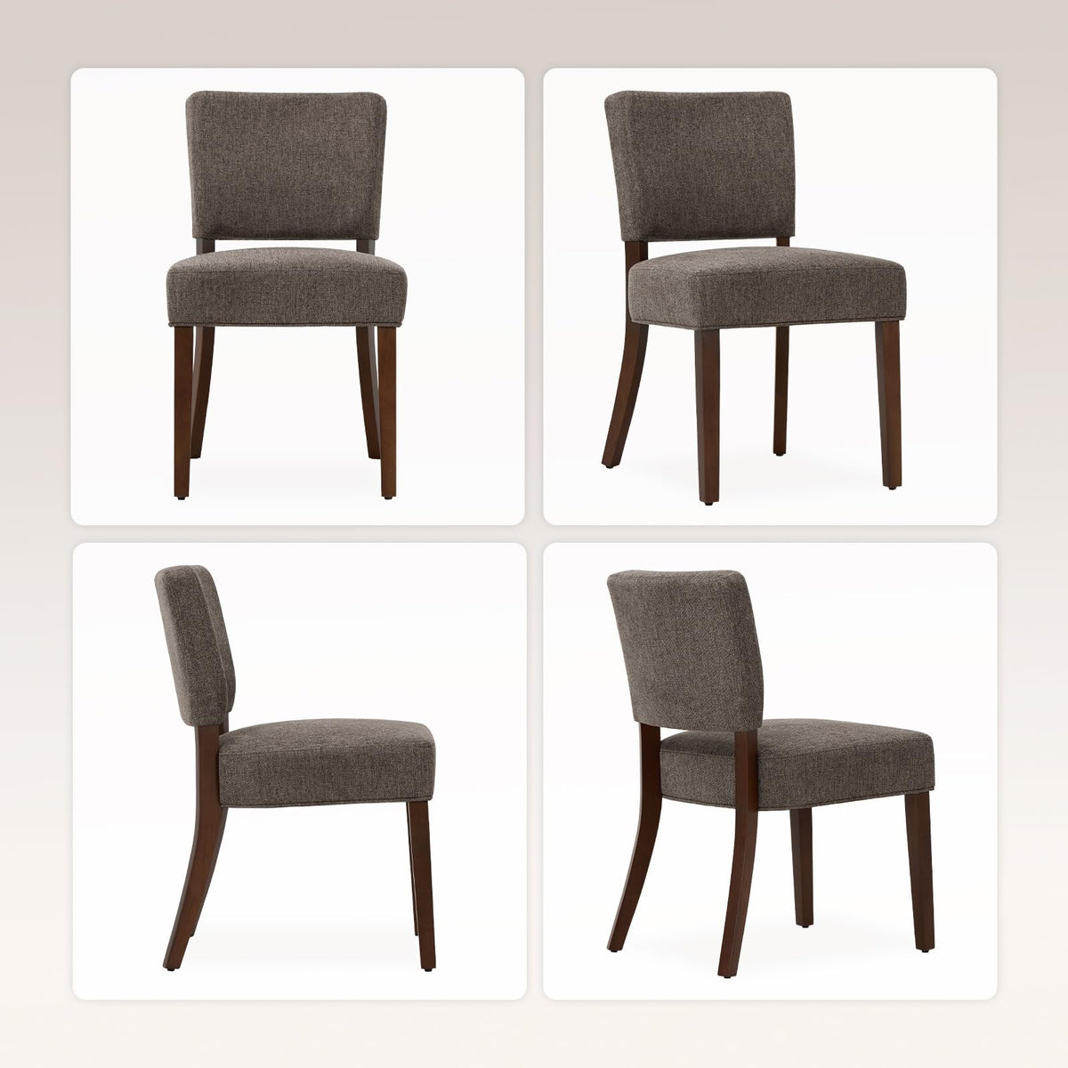 Mid Century Modern Dining Chairs Set of 4, Upholstered Kitchen Chairs with Back, Farmhouse Fabric Side Dining Room