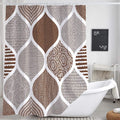 Tan and Grey Shower Curtain, Brown Retro Bohemian Geometric Fabric Shower Curtains Set Decorative, Boho Modern
