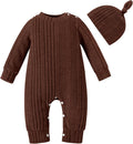 Baby Girl Ribbed Romper Hat Set Long Sleeve Infant Fall Outfit