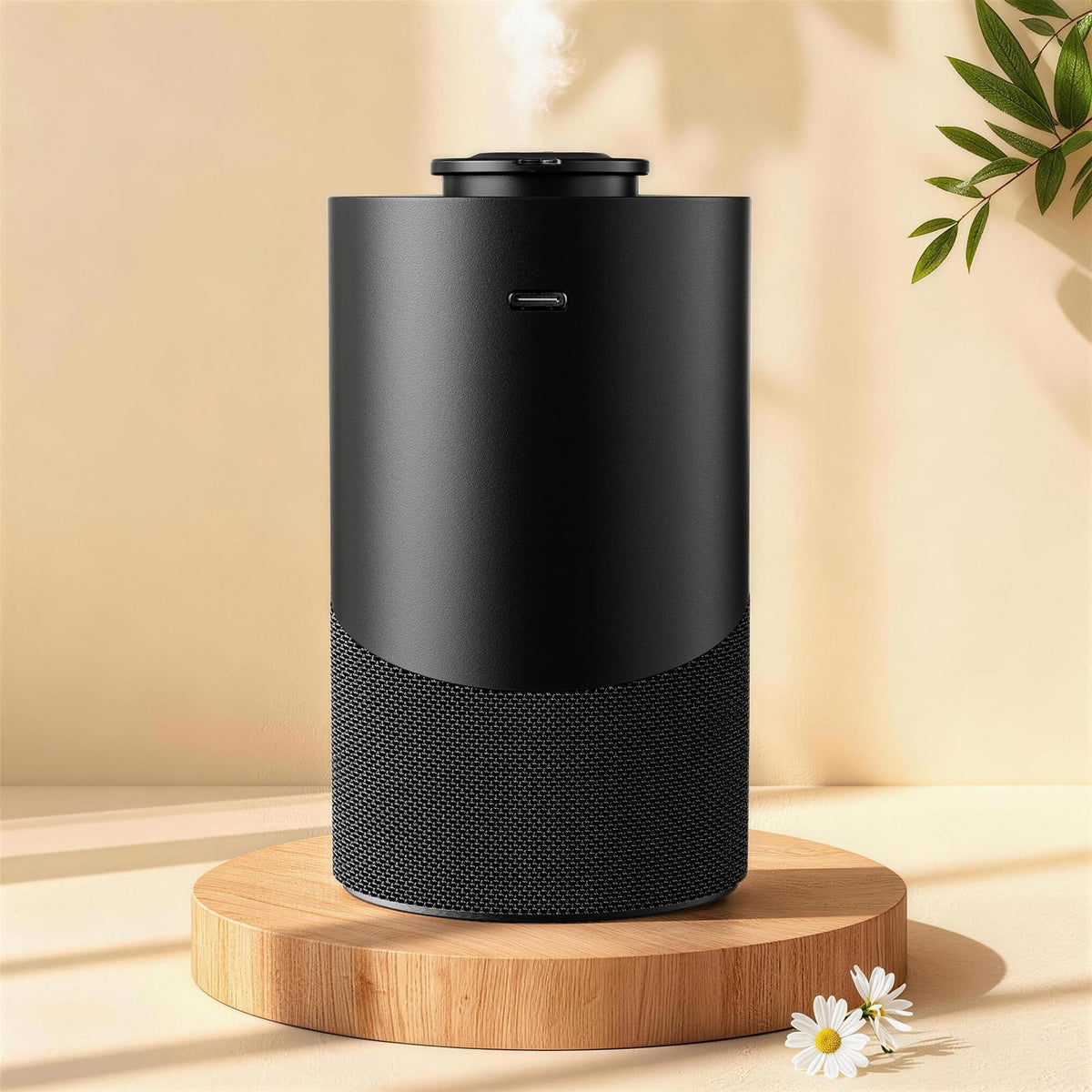 Waterless Essential Oil Diffuser (Aluminum Alloy & Fabric) - Cordless Car Scent Diffuser with 3 Timer & 3 Mist Levels