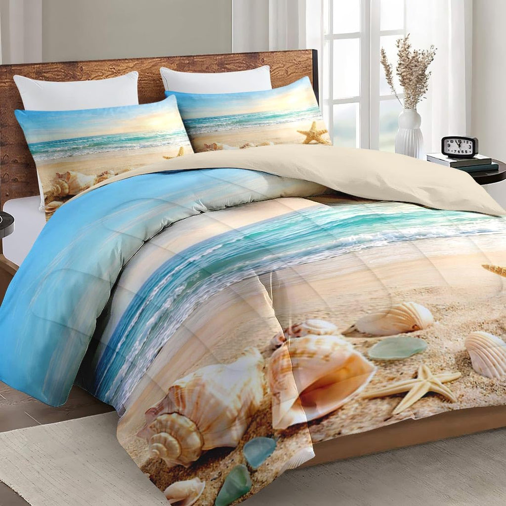 Comforter Set, 2 Pieces Coastal Beach Bedding Set