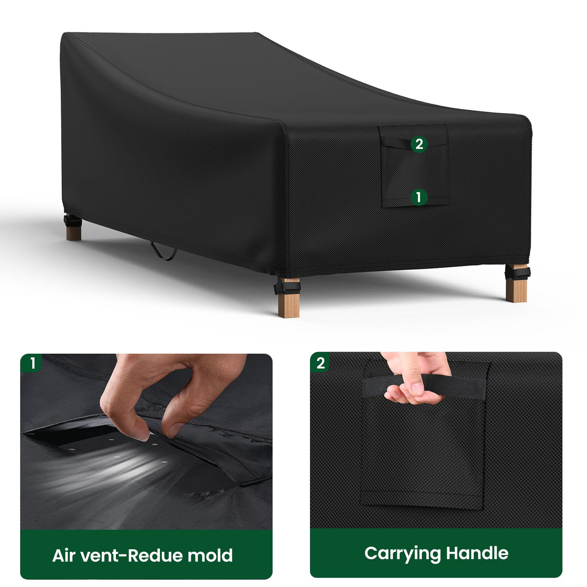 Patio Chaise Lounge Chair Covers Waterproof 76"Lx32"Wx32"H, 2 Pack