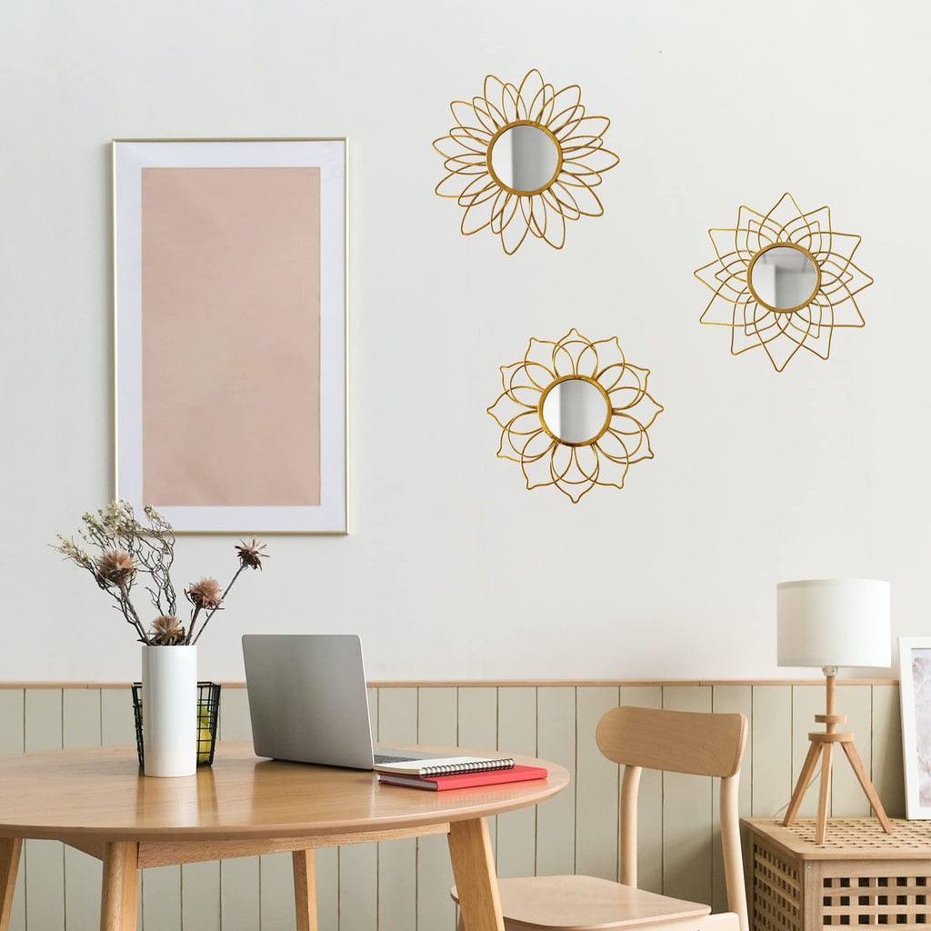 Champagne Gold Round Mirrors for Wall, Decorative Mirrors for Wall Decor