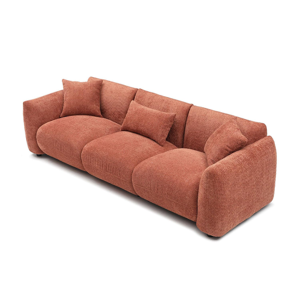 102.36" Modular Sectional Sofa, Modern Back Upholstered Comfy Sofa Couch with 3 Throw Pillows, Teddy Boucle Sofa