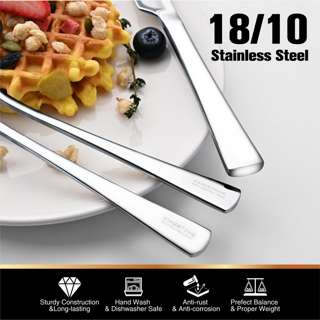 18/10 Stainless Steel Flatware, 20-Piece Forged Silverware Set for 4, Mirror Polished Cutlery Set Dishwaher Safe