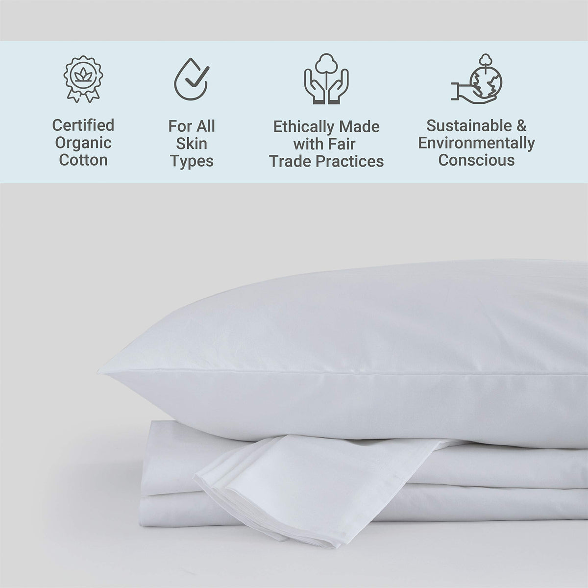 100% Organic Cotton Percale Weave California King Size Sheet Set | 300 Thread Count | GOTS Certified | Long Staple