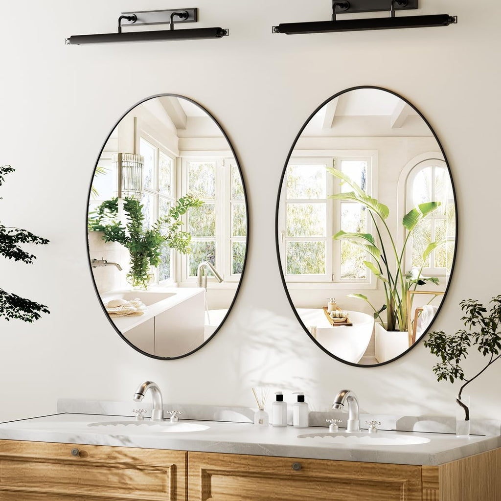 Black Oval Bathroom Mirror, 20"x28" Oval Mirror for Wall