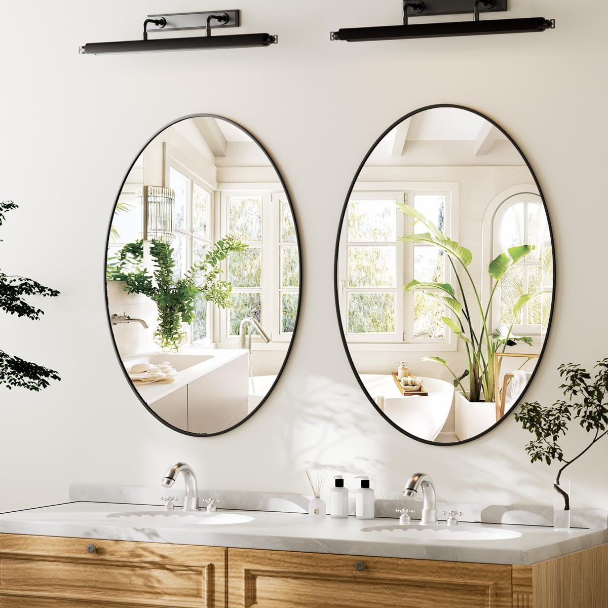 Black Oval Bathroom Mirror, 20"x28" Oval Mirror for Wall