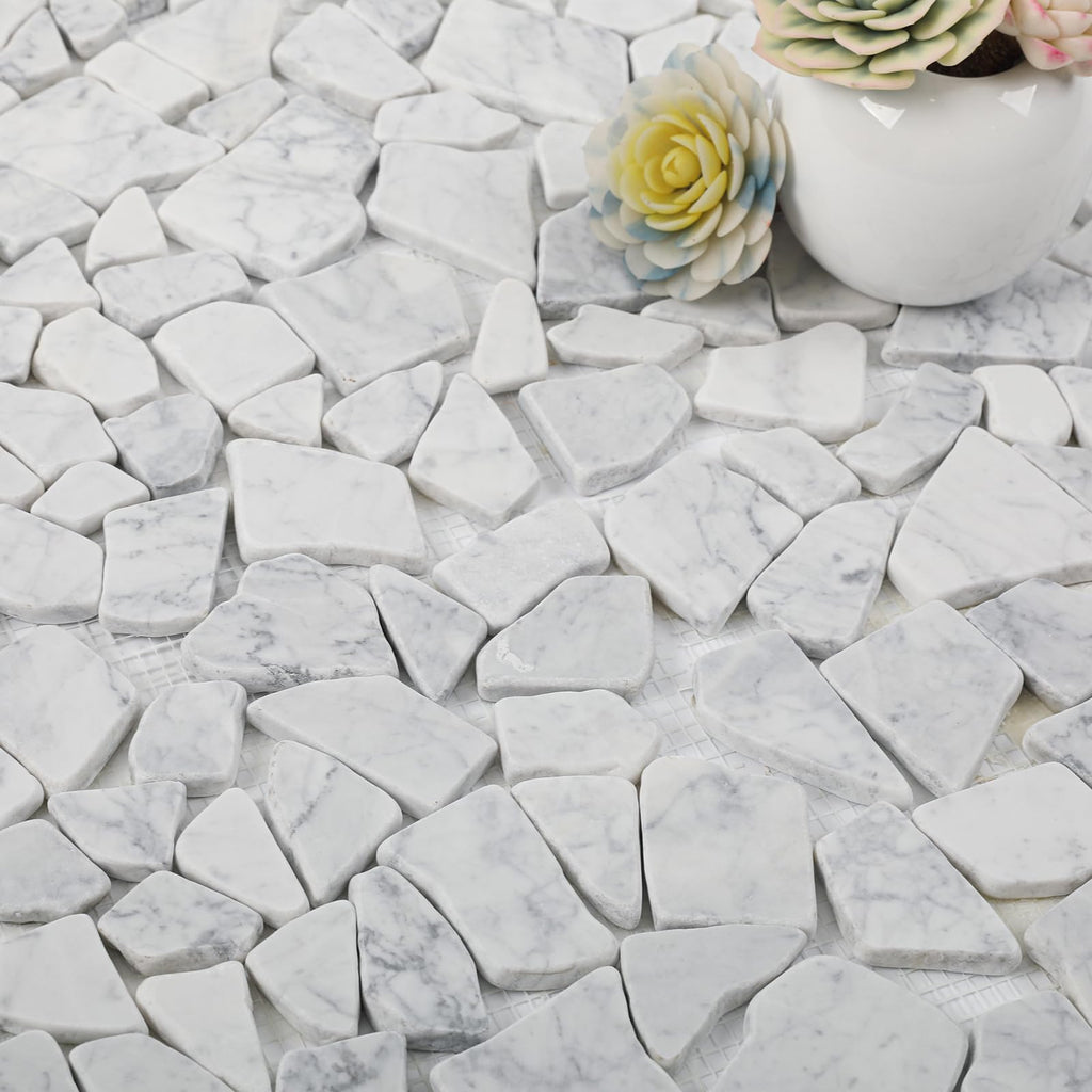 Stone for Shower Floor, Carrara White Random, 4 Sheets