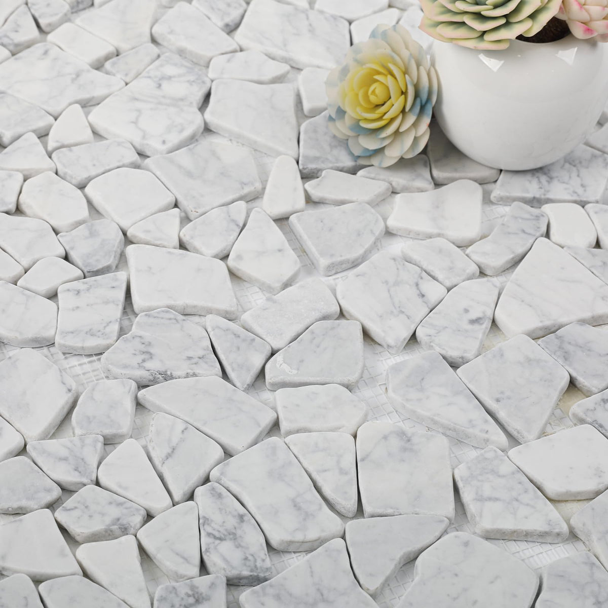 Stone for Shower Floor, Carrara White Random, 4 Sheets