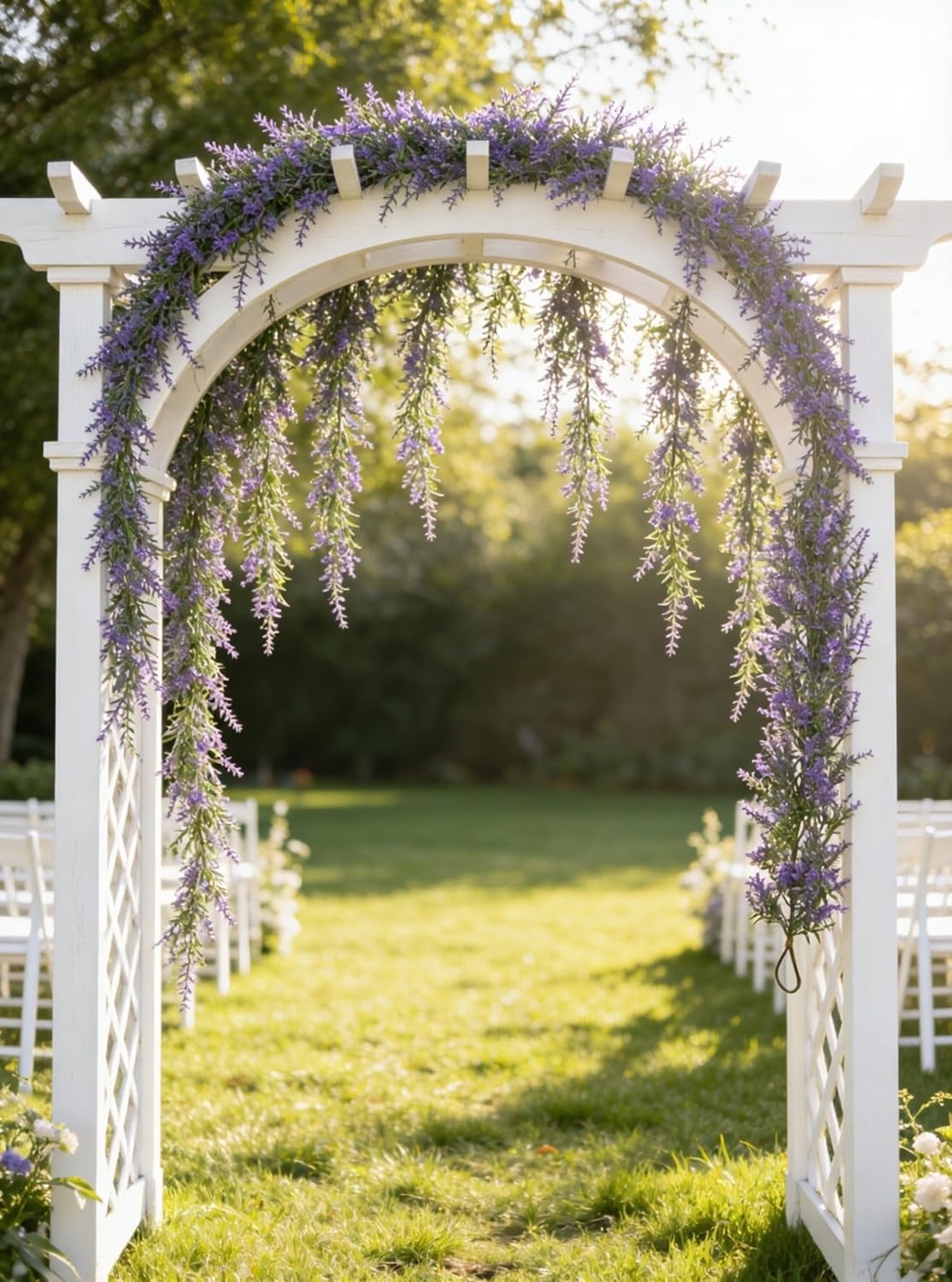 6Ft Artificial Lavender Eucalyptus Garland for Mantle Table Porch Stair - Set of 6