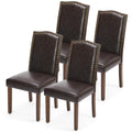 Dining Chairs Set of 4, PU Leather Kitchen Table Chairs, Brown