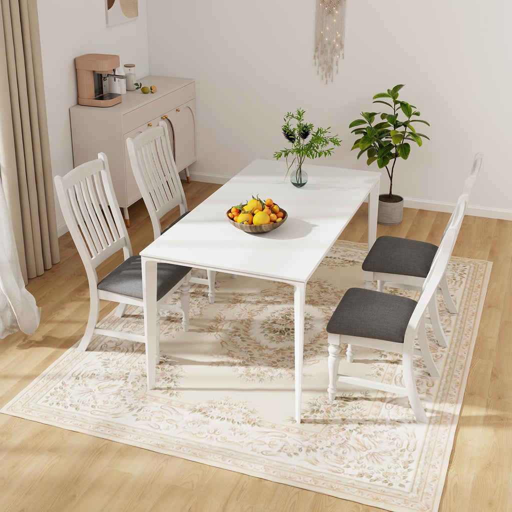 Wood Dining Chairs Set of 2, Farmhouse Kitchen Chairs with Solid Wood Frame, Max Load 355 Lbs, Armless Upholstered