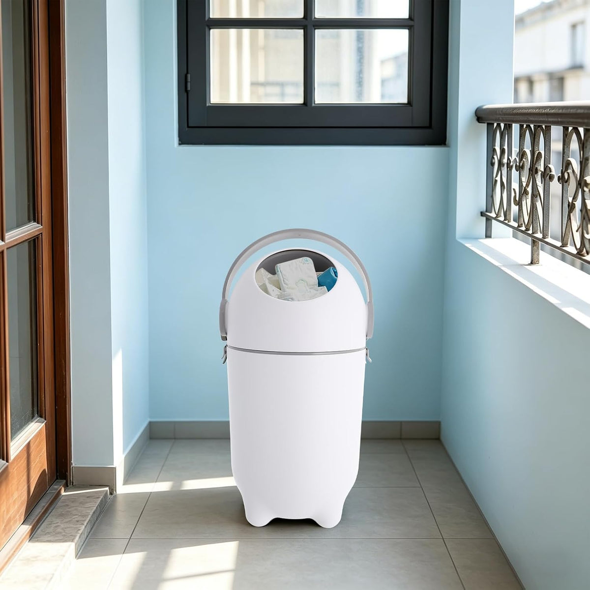 Diaper Pail Airtight Odor Lock 3.96 Gal Nursery Trash Can Holds 16 Diapers Easy Clean