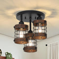 Semi Flush Mount Ceiling Light, 3-Light Farmhouse Chandelier Light Fixtures Ceiling Mount, Black Hallway Light