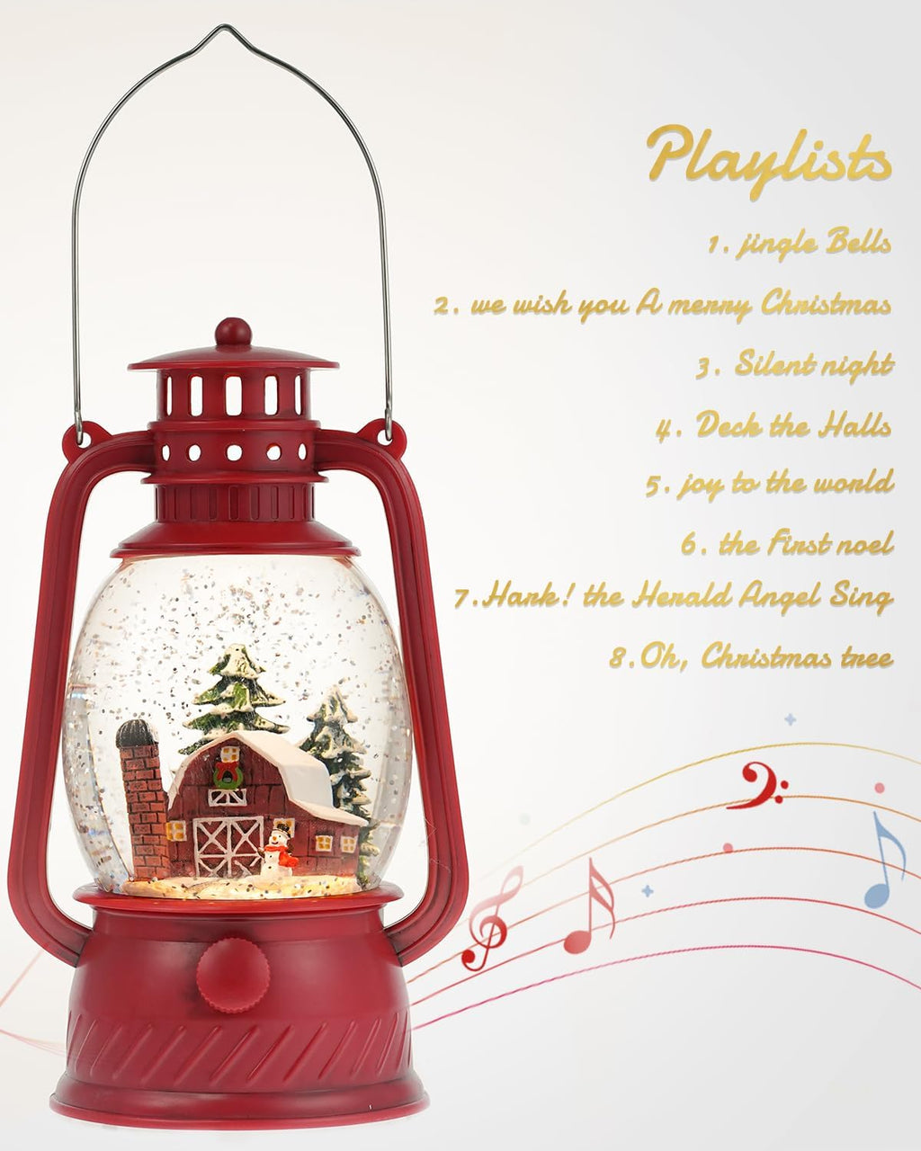 Snow Globe Christmas Decorations - Musical Christmas Snow Globes with 6H Timer,Christmas Village Lighted Scene Snow