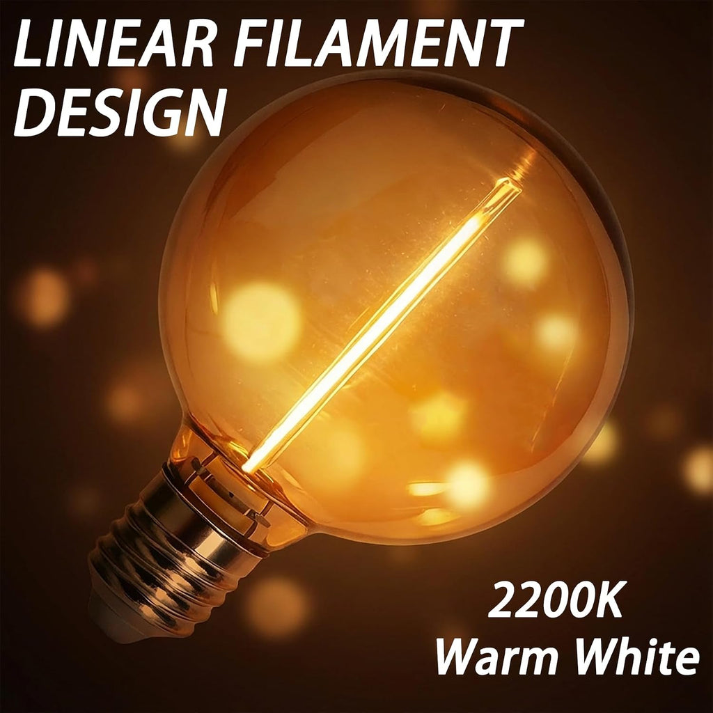 Dimmable Large Globe Light Bulbs, G30 E26 Amber 2200K Warm White 4W