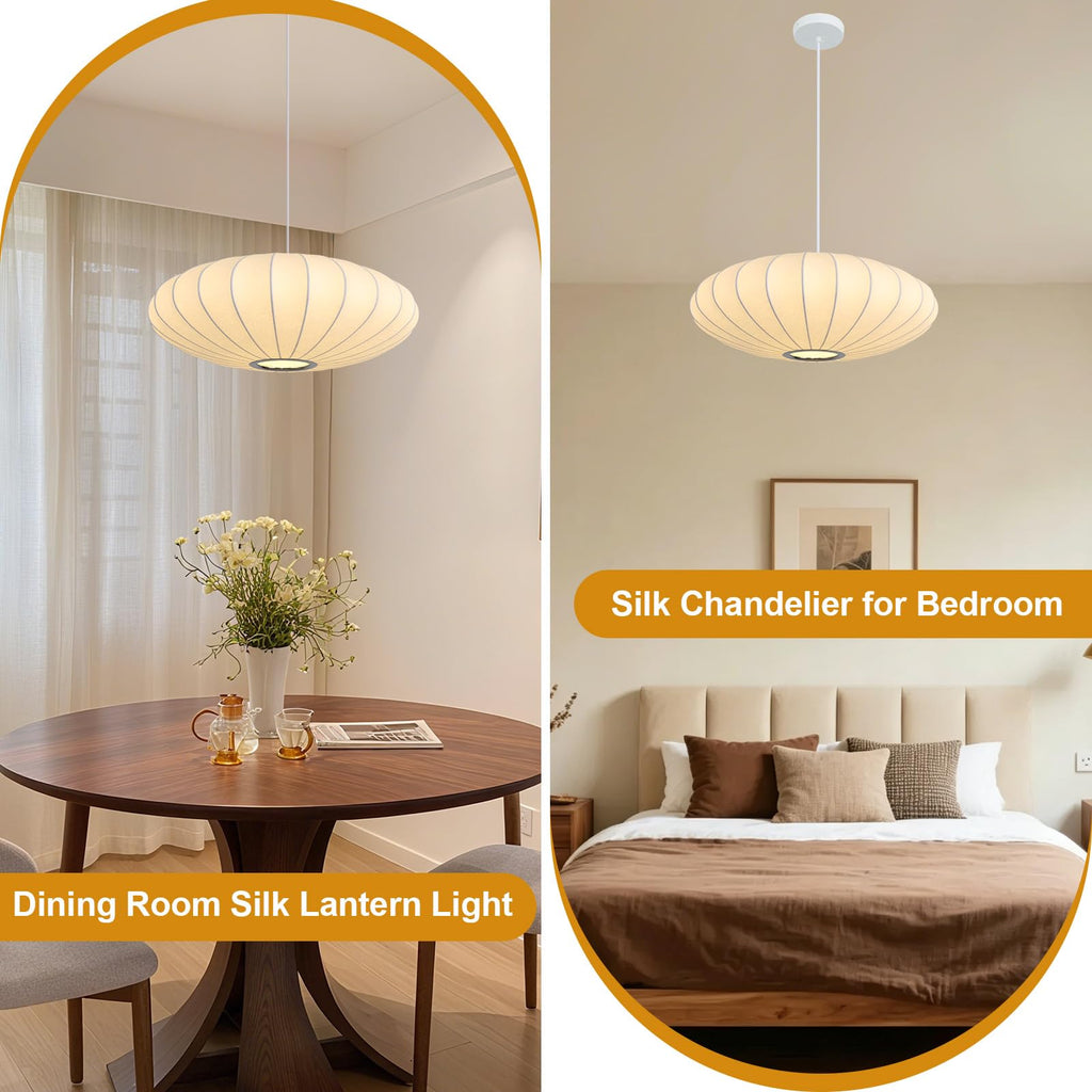 Inspired Nelson Style 3-Light Lantern Pendant Light 19.7in, Imitation Silk Bubble Lamp